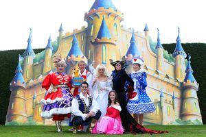 Ian Adams as Queen Wilhemina, Richard Cadell & Sooty as Muddles the jester and himself, Debbie McGee as the Lovely Fairy Crystal, Julie Paton as Carabosse, Doreen Tipton as Nurse Doreen, Oliver Ormson as Prince Harry, and Bethan-Wyn Davies as Princess Bea @ BroadwayWorld Ian Adams as Queen Wilhemina, Richard Cadell & Sooty as Muddles the jester and himsel Photo