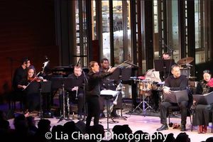 The Band: Griffin Strout (Piano), Kiku Enomoto (Violin), Josh Johnson (Reeds), Kirsten Lee Rosenfeld (Conductor), Clyde Daley (Trumpet), Matt Covey (Percussion) @ BroadwayWorld The Band: Griffin Strout (Piano), Kiku Enomoto (Violin), Josh Johnson (Reeds), Kirste Photo