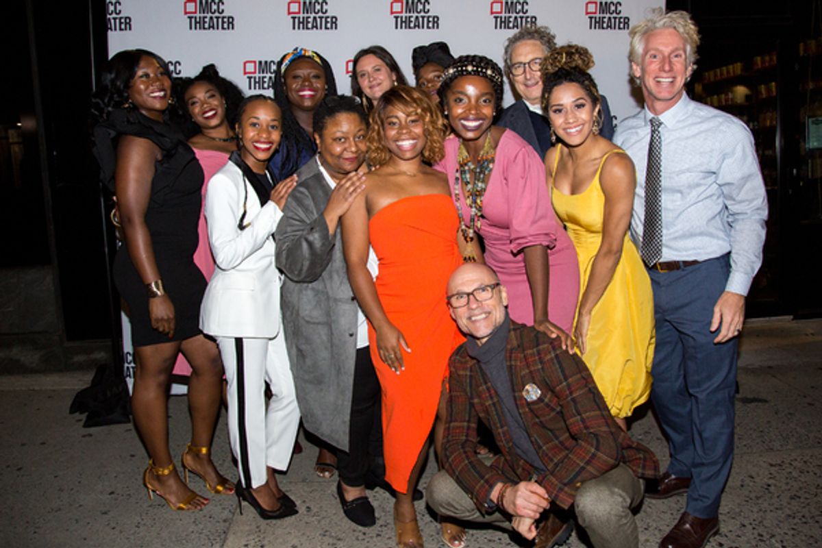 The cast of SCHOOL GIRLS with Bernard Telsey, William Cantler, Blake West, and Jocelyn Bioh at 