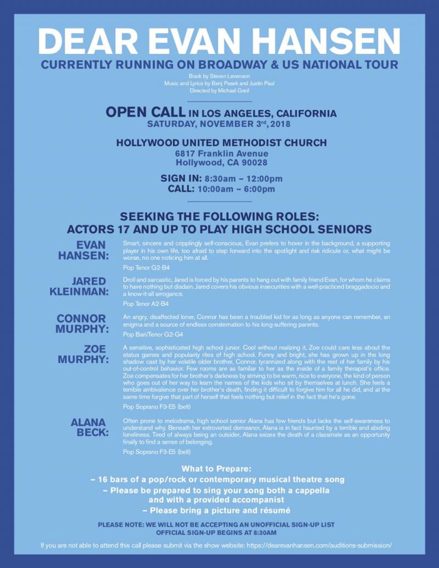 DEAR EVAN HANSEN Holds Open Calls in NYC and LA DEAR EVAN HANSEN Holds Open Calls in NYC and LA Image