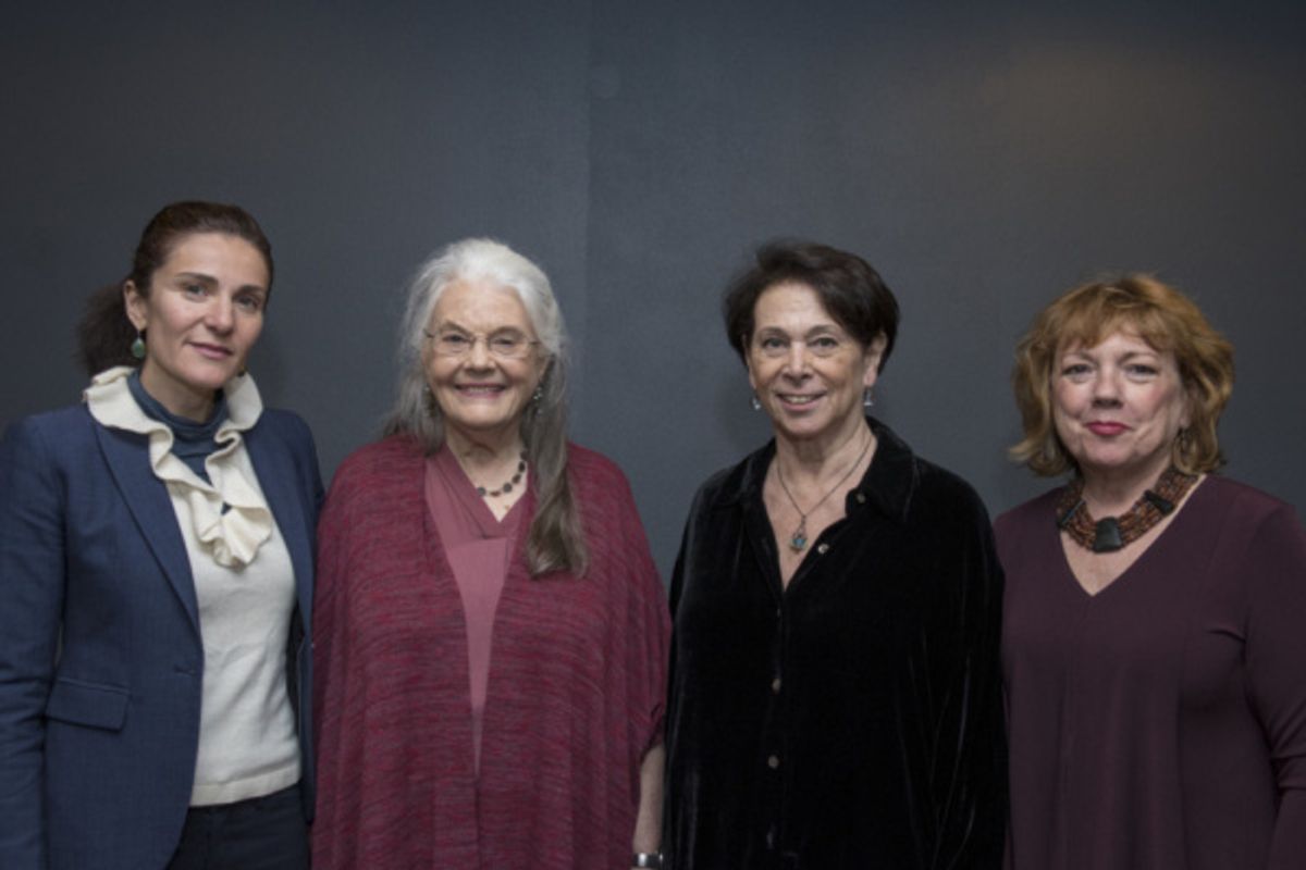 Sophia Romma, Lois Smith, Linda Winer, and Paula Ewin pose for a photo before the interview begins.

Photo credit: Ashley Garrett Photography at 