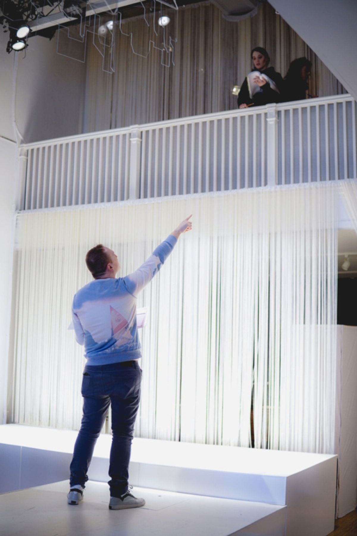 Director Ethan Paulini in rehearsal with Katharine Yacko (The Baker) at 