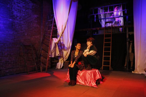 Valeria Rosero as Wendy and Gaby Labotka as Peter Pan with (back) Mary Iris Loncto as Photo