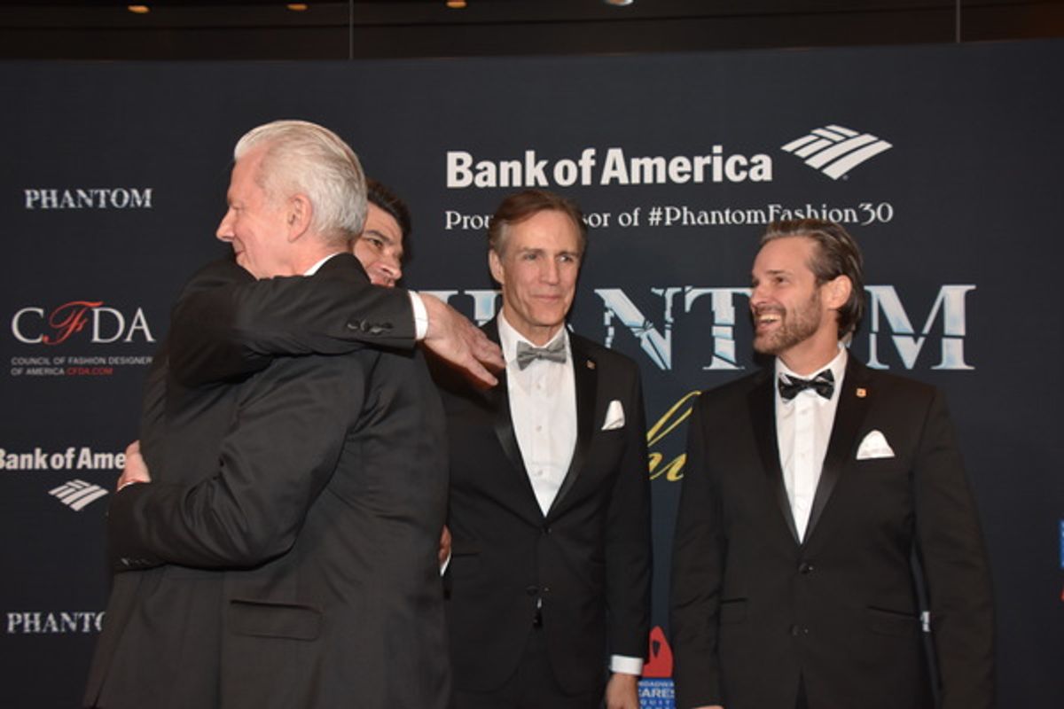 Ben Crawford, Howard McGillin and Hugh Panero greet David Caddick at 