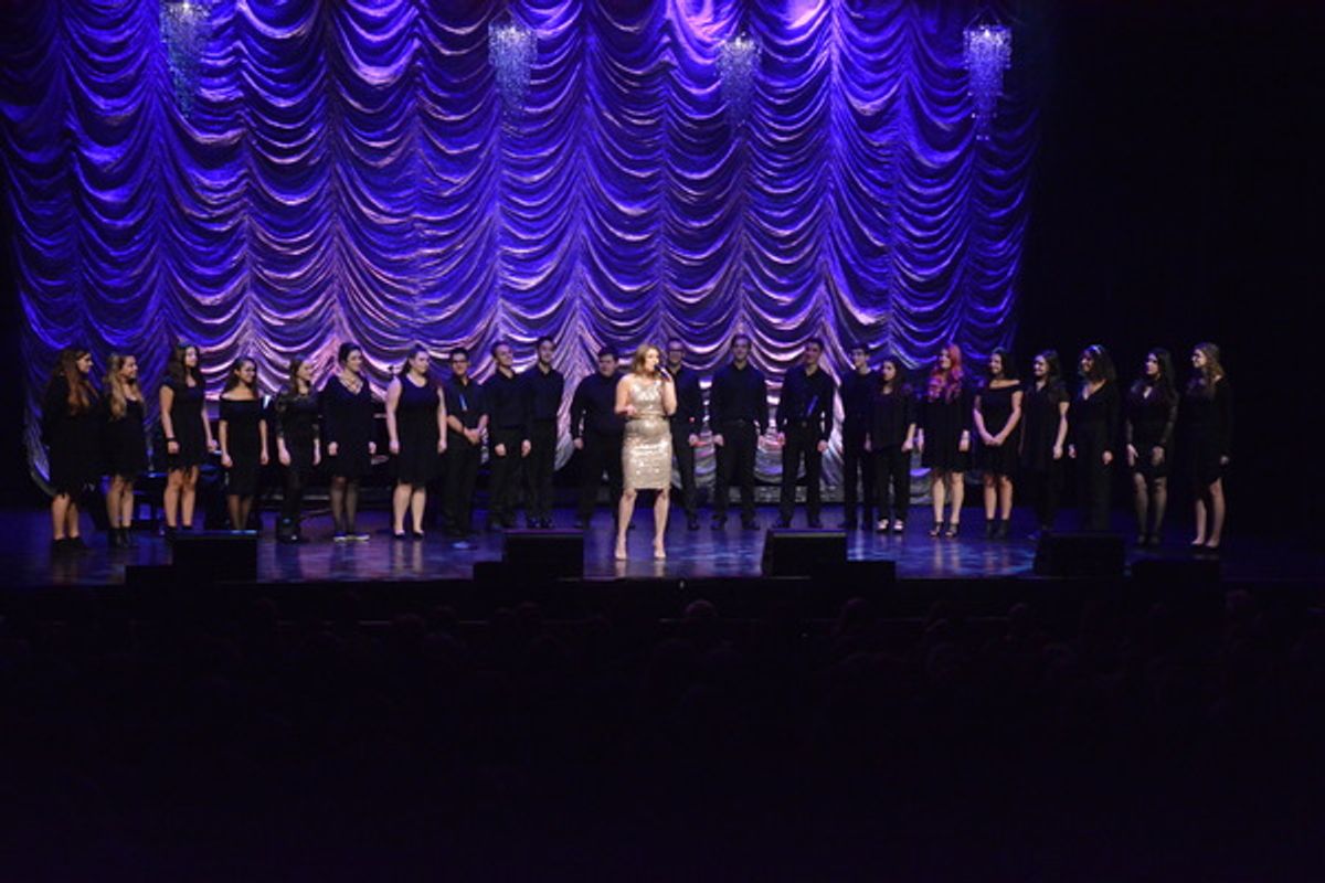 Janine DiVita and the Patchogue-Medford Student Choir under the direction of Brian Reich that includes-Andres Rendon, Sophia Staco, Patch Gallagher,  Alayna Pedra, Molly McCabem Nolan Crean, Hannah Cianciotto, Nicole Pottgeb, Lizzy Hargraves, Gio Verdi,   at 