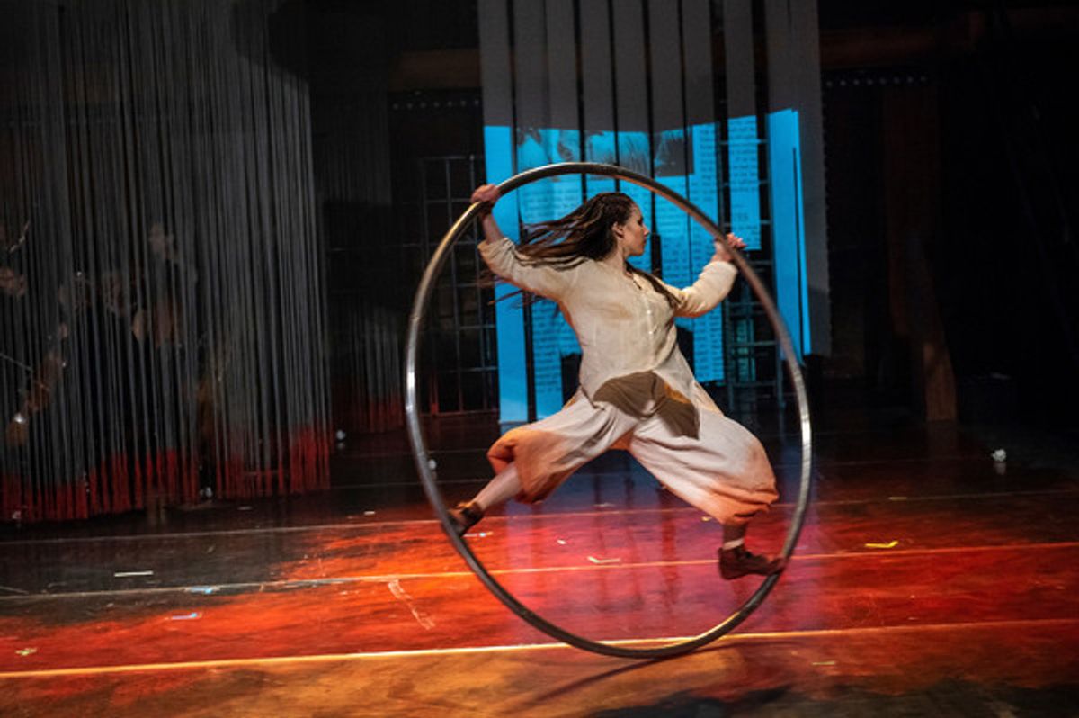 Sarah Lett in Folkoperan/ Cirkus Cirkor production of Philip Glass' Opera 'Satyagraha' at the BAM Harvey Theater on October 31-November 4, 2018, part of the Next Wave Festival. Photo Credit: Stephanie Berger. at 