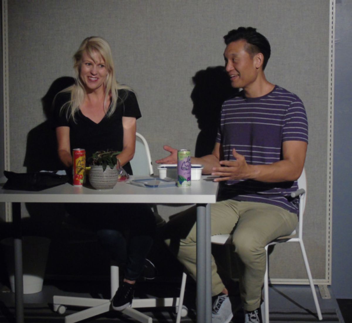 Meg Wallace (Amelia) and Jo Sung (Ben) in Anatomy of a Hug by Kat Ramsburg at 