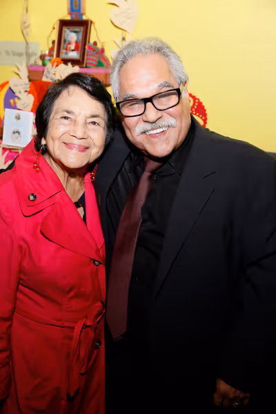 Dolores Huerta and writer/director Luis Valdez Photo