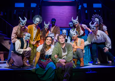 Gina Naomi Baez as Esmeralda, Colin Anderson as Quasimodo, and cast Photo