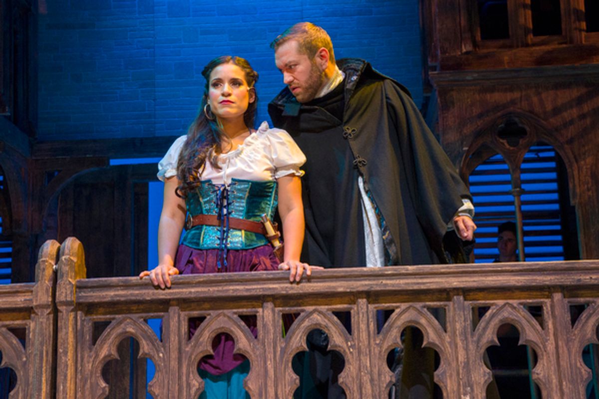 Gina Naomi Baez as Esmeralda, Ryan Speakman as Claude Dom Frollo at 