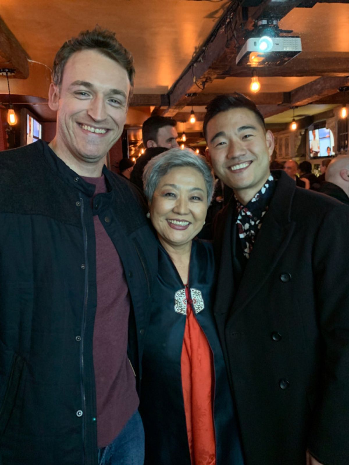 Esther Lee and Daniel K. Isaac with his 'Billions' castmate Dan Soder,  at 