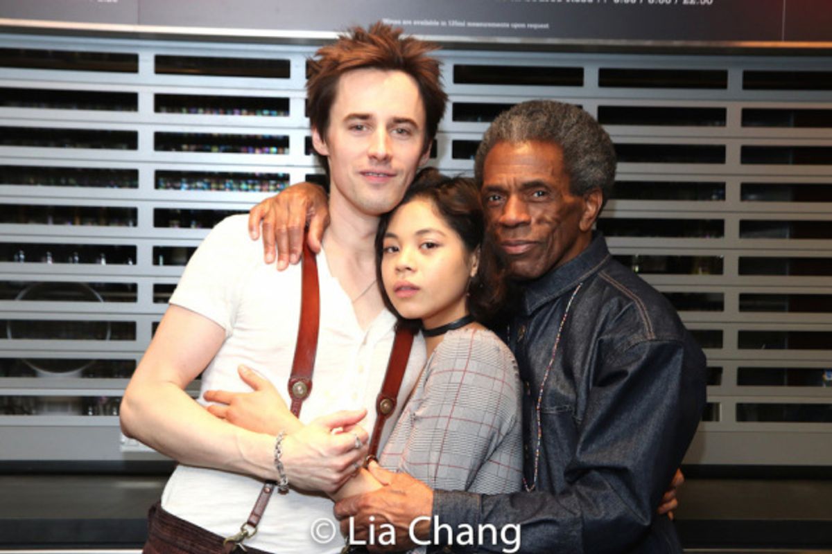 Reeve Carney, Eva Noblezada, and Andre De Shields at 