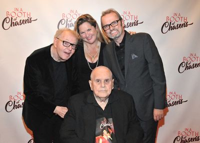 Composer Al Kasha, Book Writer Sam Bennett, Composer Phil Swann, seated Producer John Photo