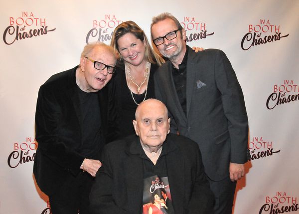 Composer Al Kasha, Book Writer Sam Bennett, Composer Phil Swann, seated Producer John Photo