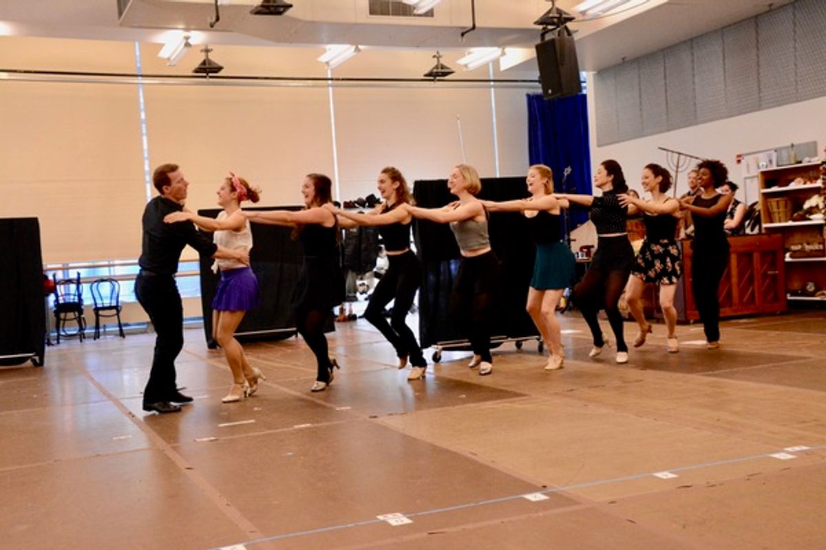 Jeff Kready and the ensemble dancers that include-Tricia DeSario, Taylor Fields, Kelly Gleason, Juliane Godfrey, Berklea Going, Julie Kavaagh, Amy Van Norstrand and Scarlett Walker at 