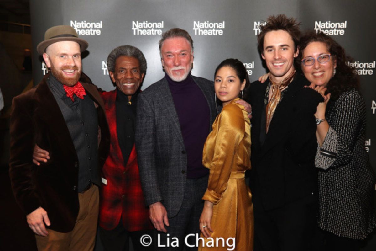 Musical Director and Vocal Arranger Liam Robinson, Andre De Shields, Patrick Page, Eva Noblezada, Reeve Carney and Co-Producer Mara Isaacs at 