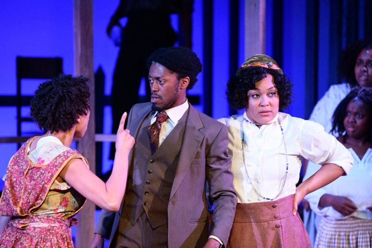 Victoria Aaliyah Goins as Squeak, Garrick Vaughan as Harpo, and Donnie Hammond as Sophia.  at 
