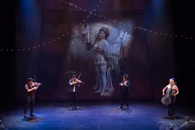 ETHEL quartet in Circus: Wandering City. Photo by Max Gordon. Photo