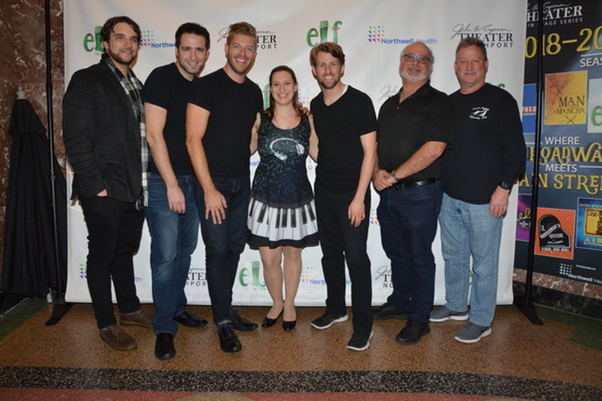 The Band that includes Laura Shubert (Sound Design) and Charlie Reuter (Music Director) with Drew Nichols, Robert Dalpiaz, Joel Levy, Joe Boardman, Peter Averso and Josh Endlich at 