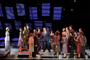 Golda Schultz as Clara (left) and William Burden as George Bailey with members of the San Francisco Opera Chorus @ BroadwayWorld Golda Schultz as Clara (left) and William Burden as George Bailey with members of the Photo