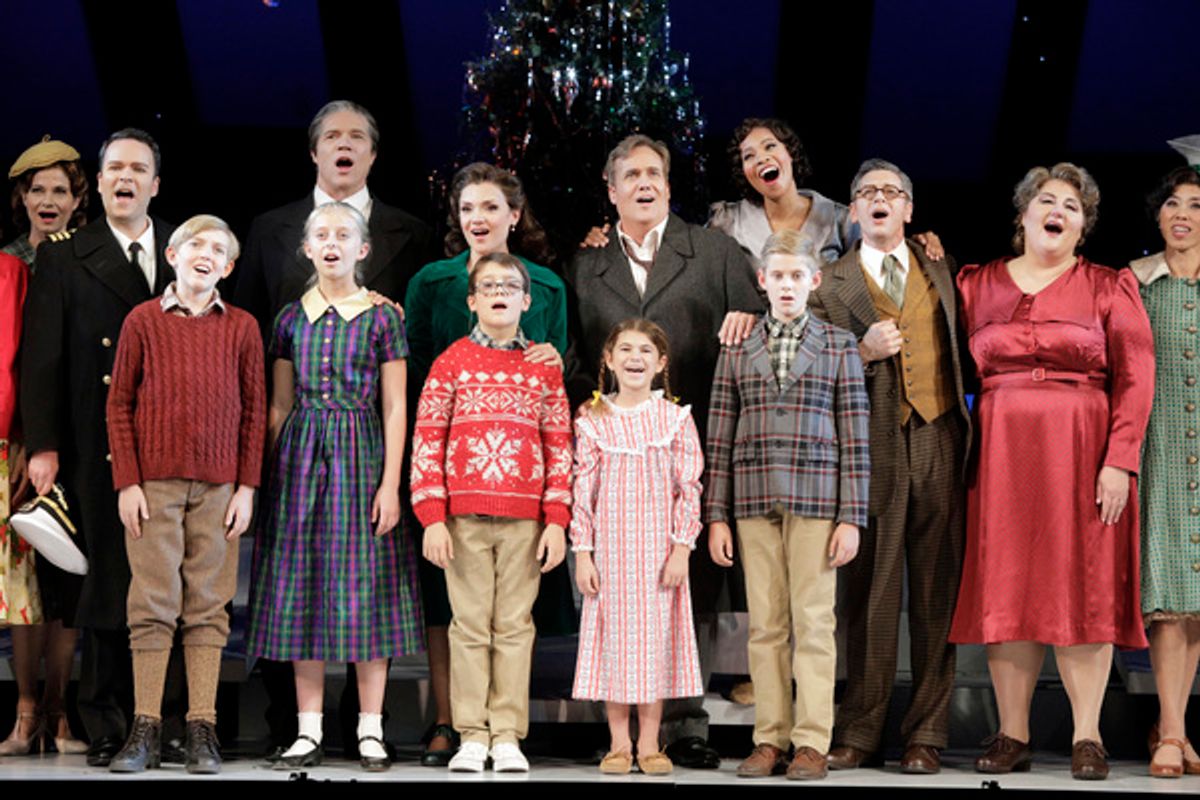 Joshua Hopkins as Harry Bailey, Rod Gilfry as Mr. Potter, Andriana Chuchman as Mary Hatch, William Burden as George Bailey, Golda Schultz as Clara, Keith Jameson as Uncle Billy Bailey, Catherine Cook as Mother Bailey, (front) Joshua Partlow, Violet Pasmoo at 