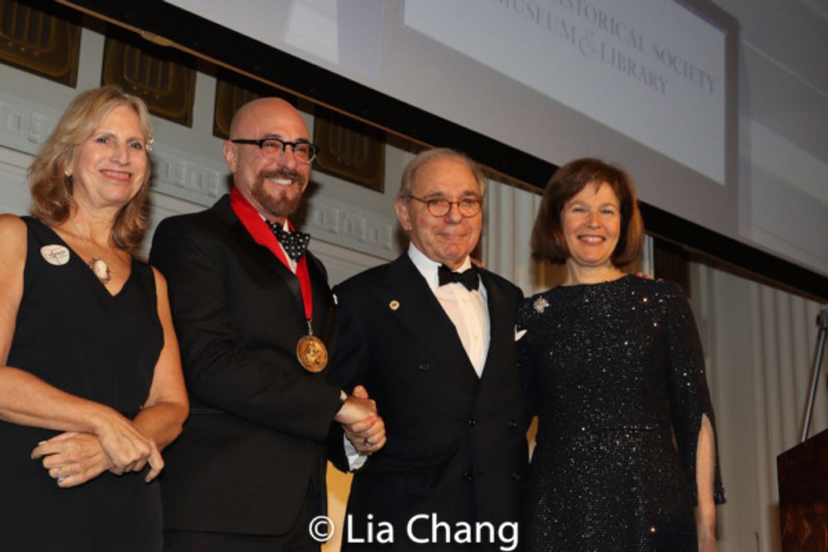 Louise Mirrer, President and CEO, New-York Historical Society, honoree Arthur A. Levine, Roger Hertog, Board Chair Emeritus New-York Historical Society, Pam Schafler, Chair, New-York Historical Societ at 