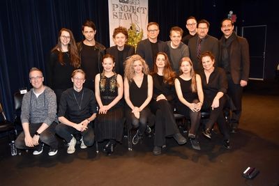 Tonight's stage managers Lindsay Warnick and Sean Francis Patrick join Michael Raver, Photo