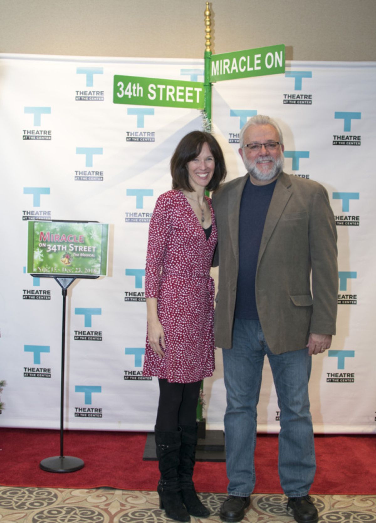 Director and Choreographer Linda Fortunato with actor Neil Friedman at Opening Night for Miracle on 34th Street at TATC at 