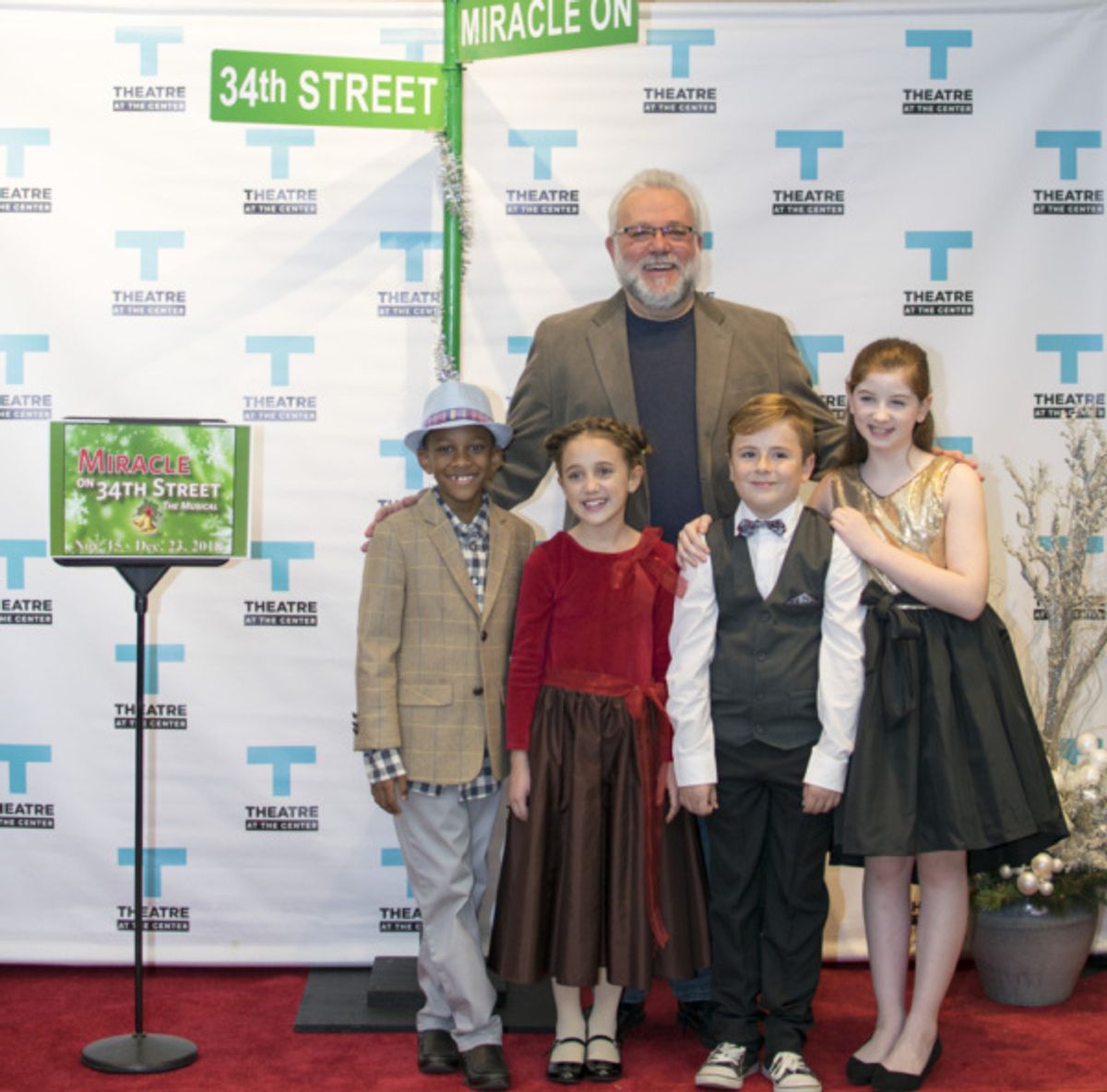 Actor Neil Friedman with young cast members Amir Henderson, Liliana Rene, Ethan Solis and Stella Rose Hoyt at 