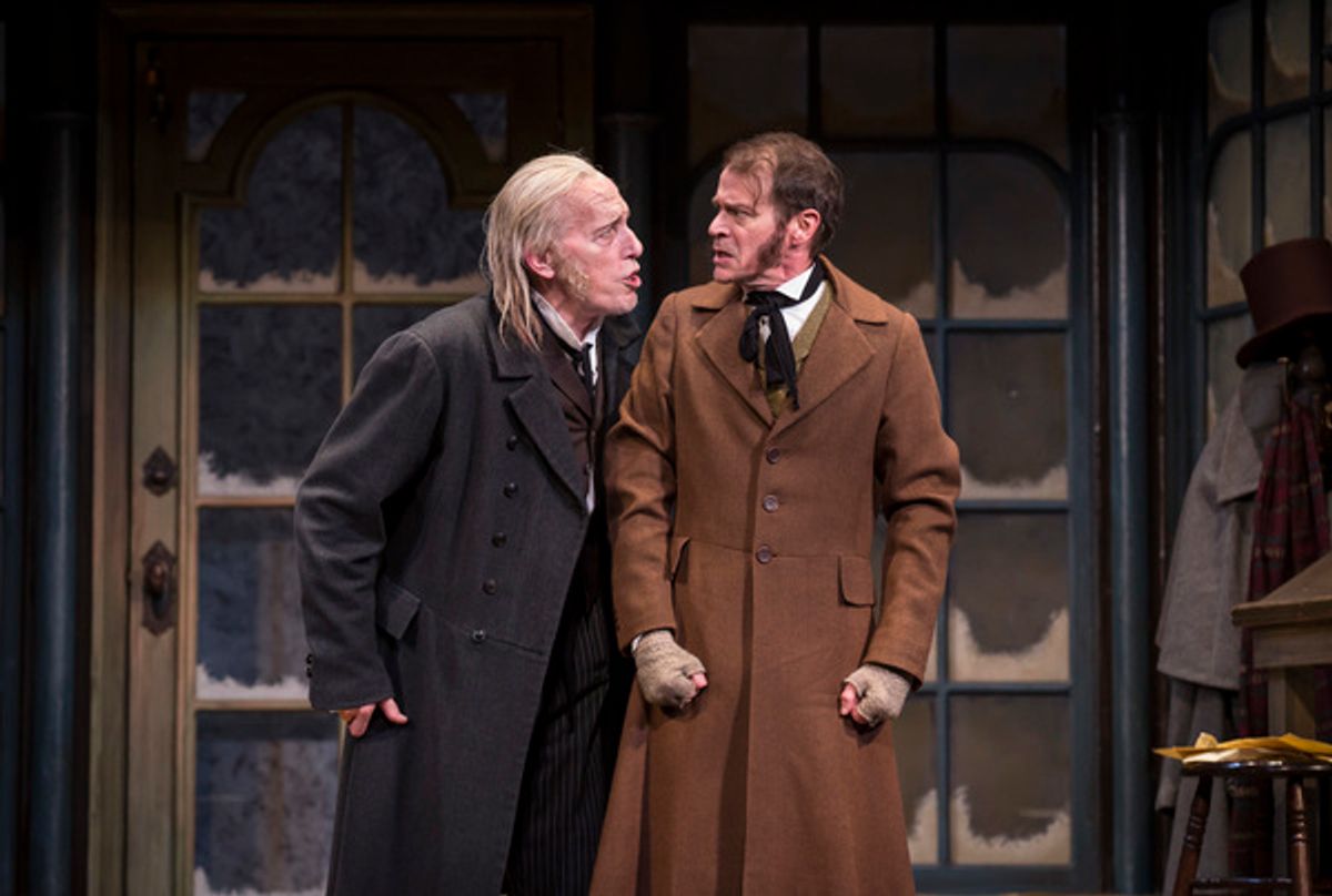 Larry Yando (Ebenezer Scrooge) and Thomas J. Cox (Bob Cratchit) at 