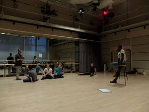 The Good Swimmer Choir in rehearsal with director Kevin Newbury and choreographer Raja Feather Kelly. Photo by Randolph Terry. @ BroadwayWorld The Good Swimmer Choir in rehearsal with director Kevin Newbury and choreographer Raj Photo
