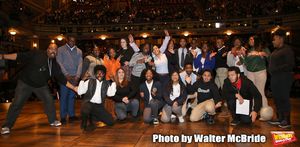 James Monroe Iglehart with student performers Photo