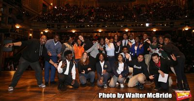James Monroe Iglehart with student performers Photo