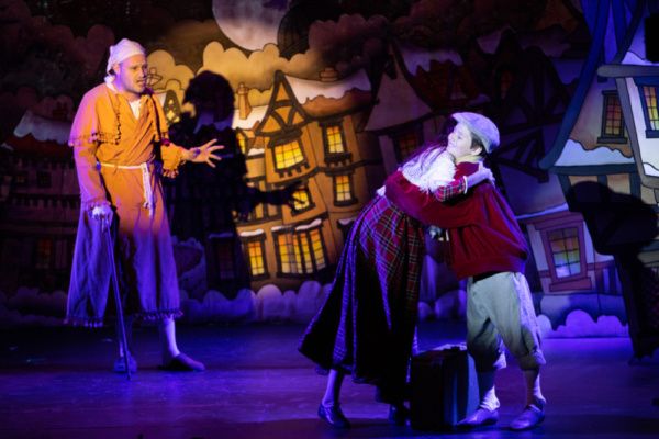 Scrooge (Eric Fletcher) and his younger self

Photo: Martin Harris Photo