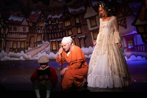 Scrooge (Eric Fletcher) and Ghost of Christmas Past (Erica Clare)

Photo: Martin Harr Photo