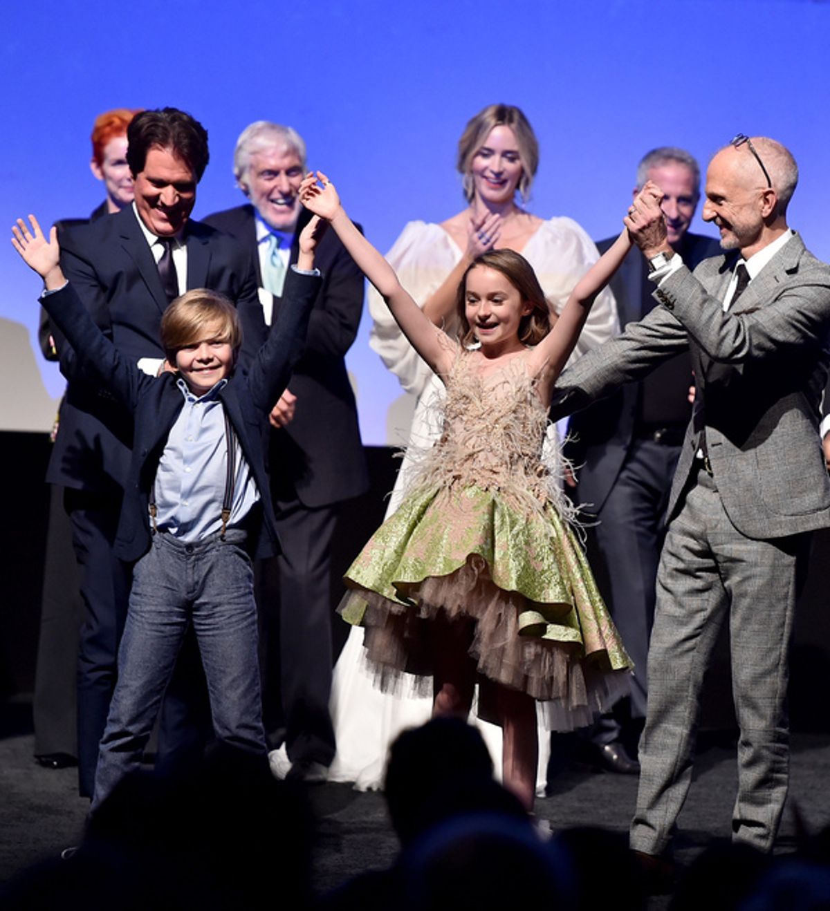 Rob Marshall, Joel Dawson, Pixie Davies, Dick Van Dyke, John DeLuca, and Emily Blunt at 
