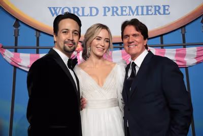 Lin-Manuel Miranda, Emily Blunt and Rob Marshall  Photo