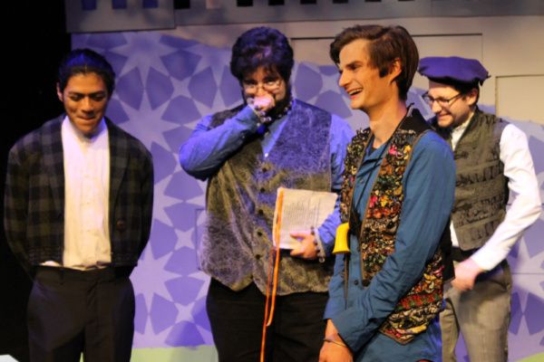 Dumain (Kelvin Morales), Longaville (John Cody Fasano), Costard (Cameron Rose) and Be Photo