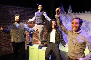 Longaville (John Cody Fasano), Berowne (Jordan Klomp), Dumain (Kelvin Morales), and the King (Doug Harvey) @ BroadwayWorld Longaville (John Cody Fasano), Berowne (Jordan Klomp), Dumain (Kelvin Morales), and t Photo