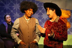 Sir Nathaniel (Kaite Brandt), Holofernes (Tippi Thomas), and Don Armado (Kristina Mue Photo