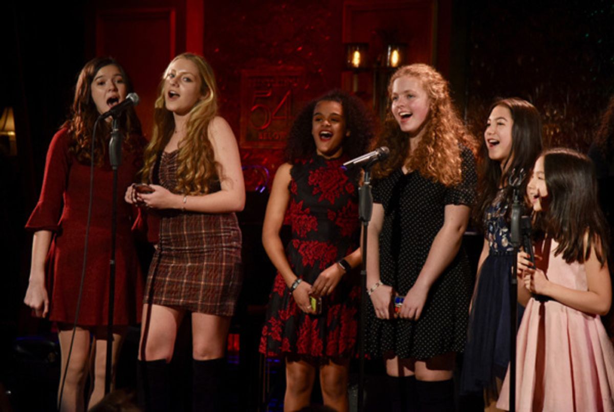 From left to right: Ryann Melissa Davis, Kaileigh Fiorillo, Gianna Harris (School of Rock), Anakeesta Ironwood, actress Phoebe Young (Weightless) and her sisters Keira Belle Young (The King And I). at 