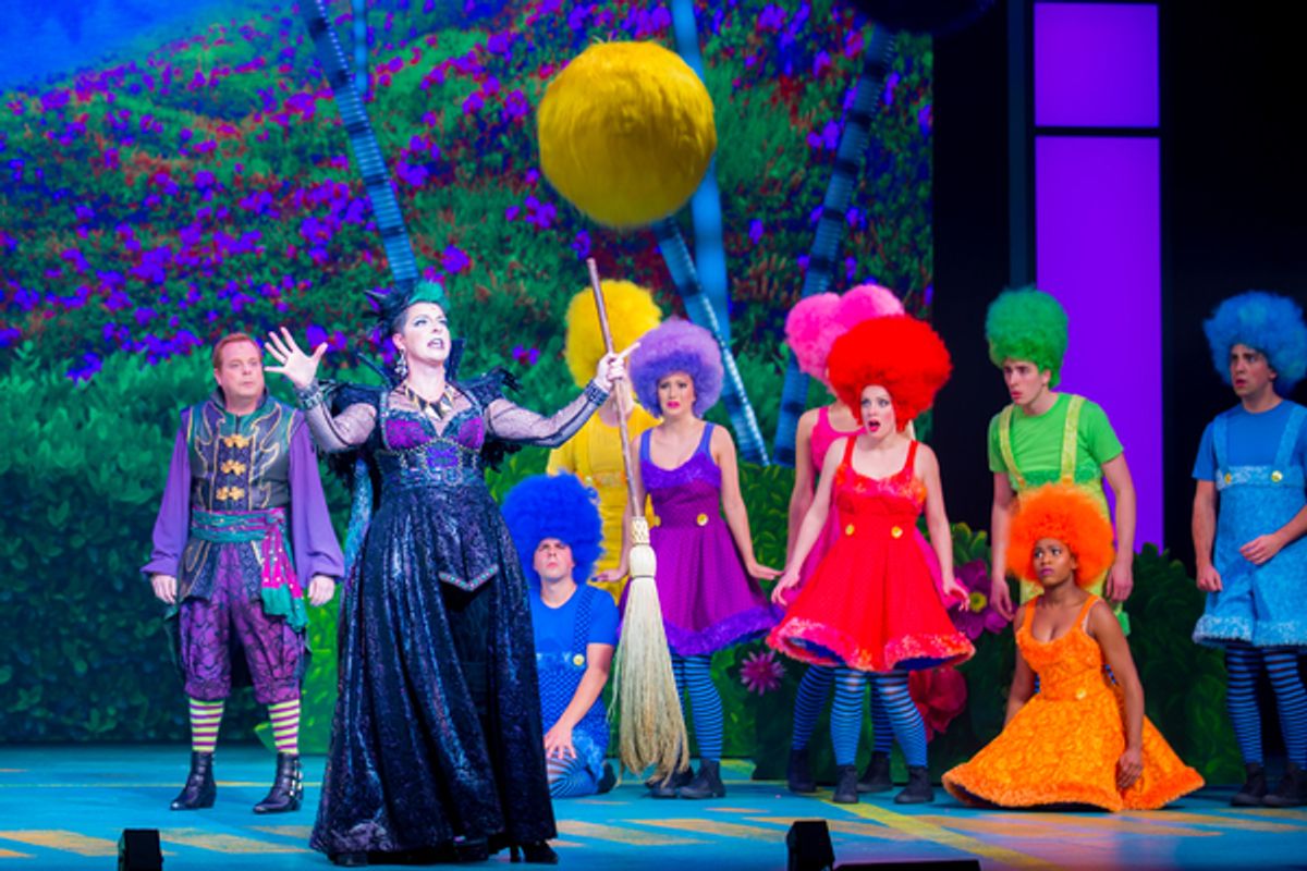 Sara-Jeanne Hosie as Sulphura The Wicked Witch of the West, Eddie Glen as Randy, and the Ozians. Photo by Racheal McCaig at 