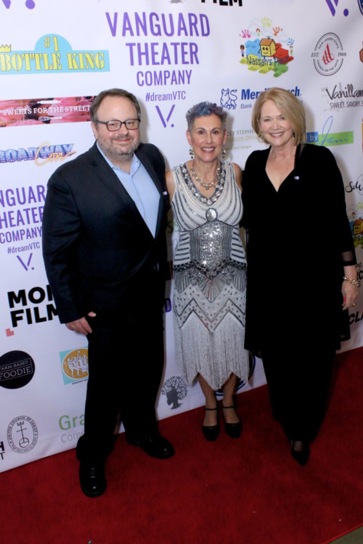 Tom Hall (Montclair Film), Jessica Sporn (Managing Director, Vanguard Theater Company), Geraldine Leer (Manifest NBC) at the Vanguard Theater Company Gala. at 