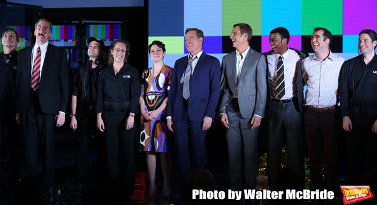 Tatiana Maslany, Bryan Cranston and Tony Goldwyn with the cast at 