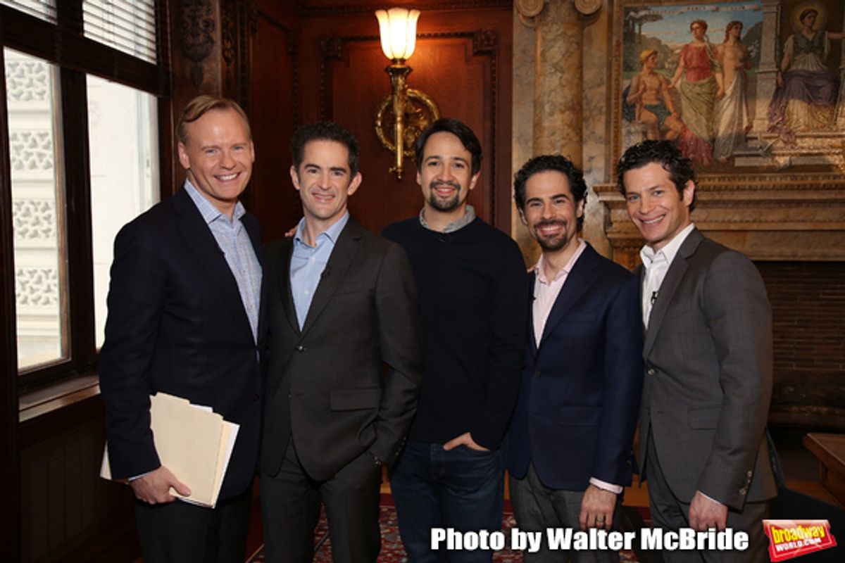John Dickerson, from CBS Morning News interviews Andy Blankenbuehler, Lin-Manuel Miranda, Alex Lacamoire and Thomas Kail at 