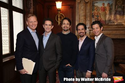 John Dickerson, from CBS Morning News interviews Andy Blankenbuehler, Lin-Manuel Mira Photo