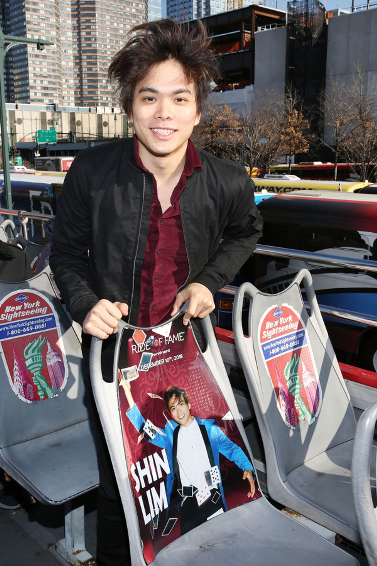 NEW YORK, NEW YORK - DECEMBER 10: Shin Lim, America's Got Talent 2018 Winner and Star of Broadway's The Illusionists, attends the Ride Of Fame unveiling of his imminent seat, at Pier 78 on December 10, 2018 in New York City. (Photo by Monica Schipper/Gett at 