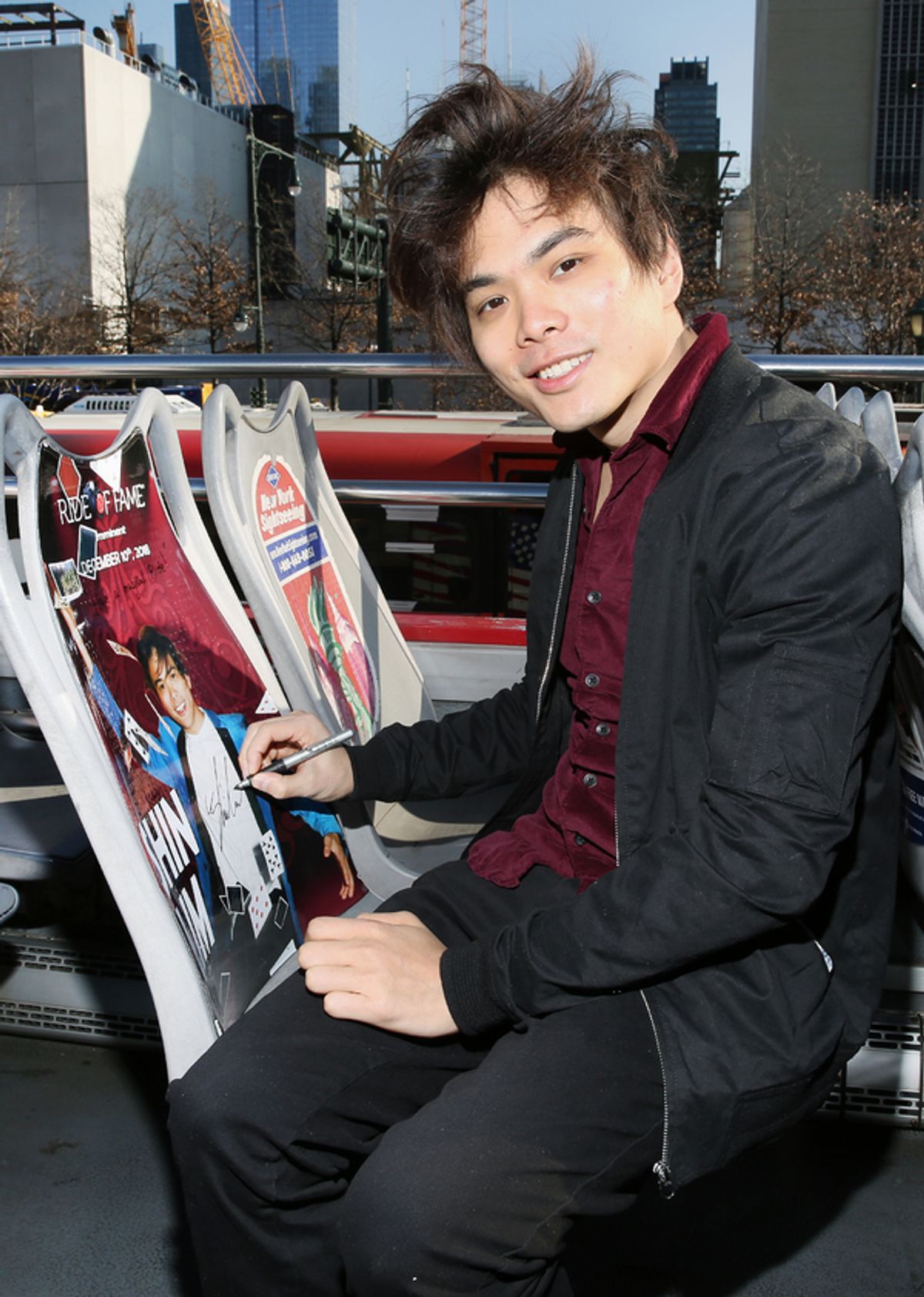 NEW YORK, NEW YORK - DECEMBER 10: Shin Lim, America's Got Talent 2018 Winner and Star of Broadway's The Illusionists, attends the Ride Of Fame unveiling of his imminent seat, at Pier 78 on December 10, 2018 in New York City. (Photo by Monica Schipper/Gett at 