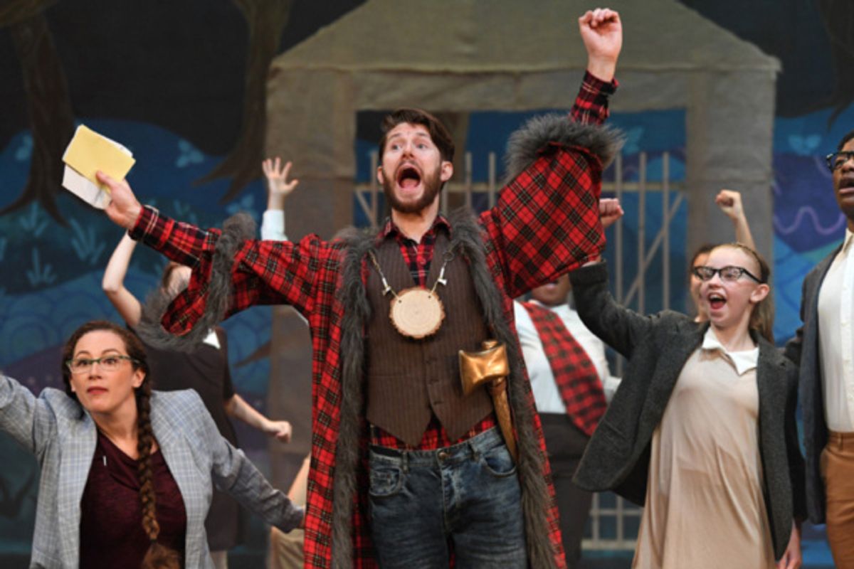 Tom Whitelock and members of the company in Red Riding Hood vs The Wolf, Stantonbury Theatre, 2018-19 at 