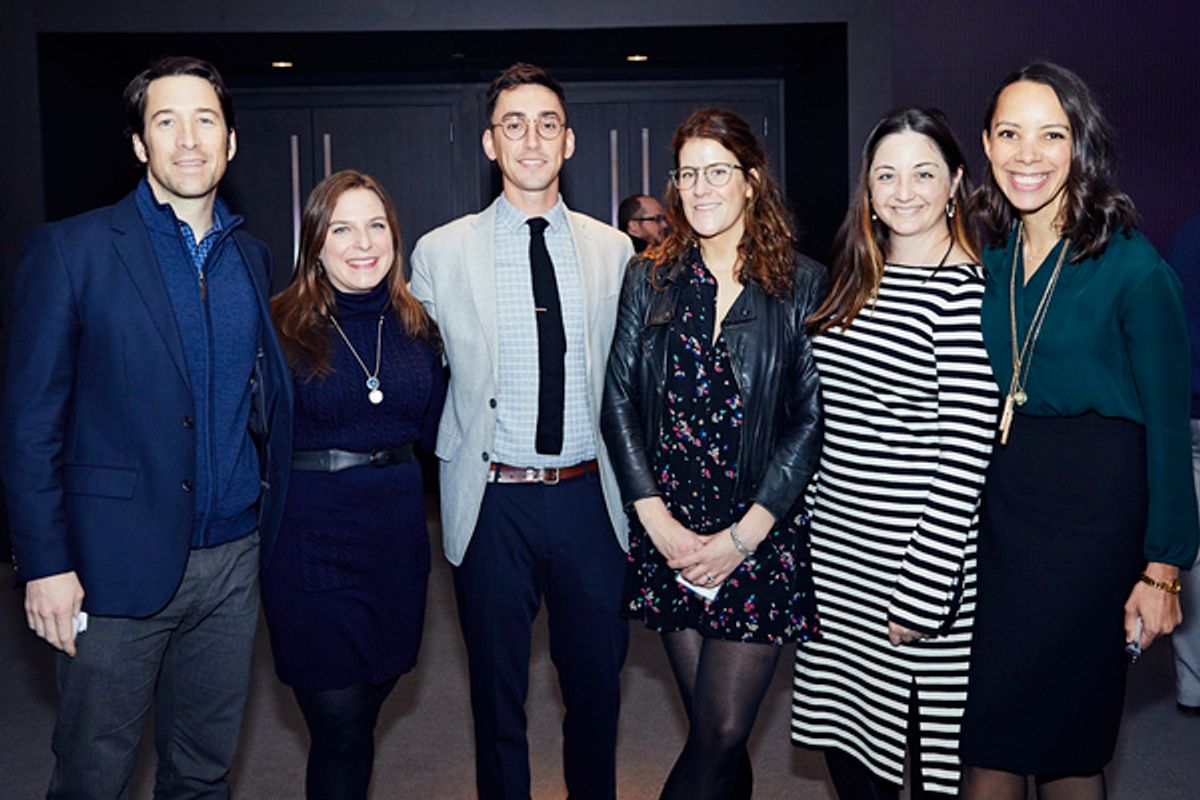 Nigel Caine, Jennifer Stuart, Steppenwolf Trustee 
Jonathan Blanc, Eleonore Moncheur, Katherine Nardin and Aimee Graham 
 at 